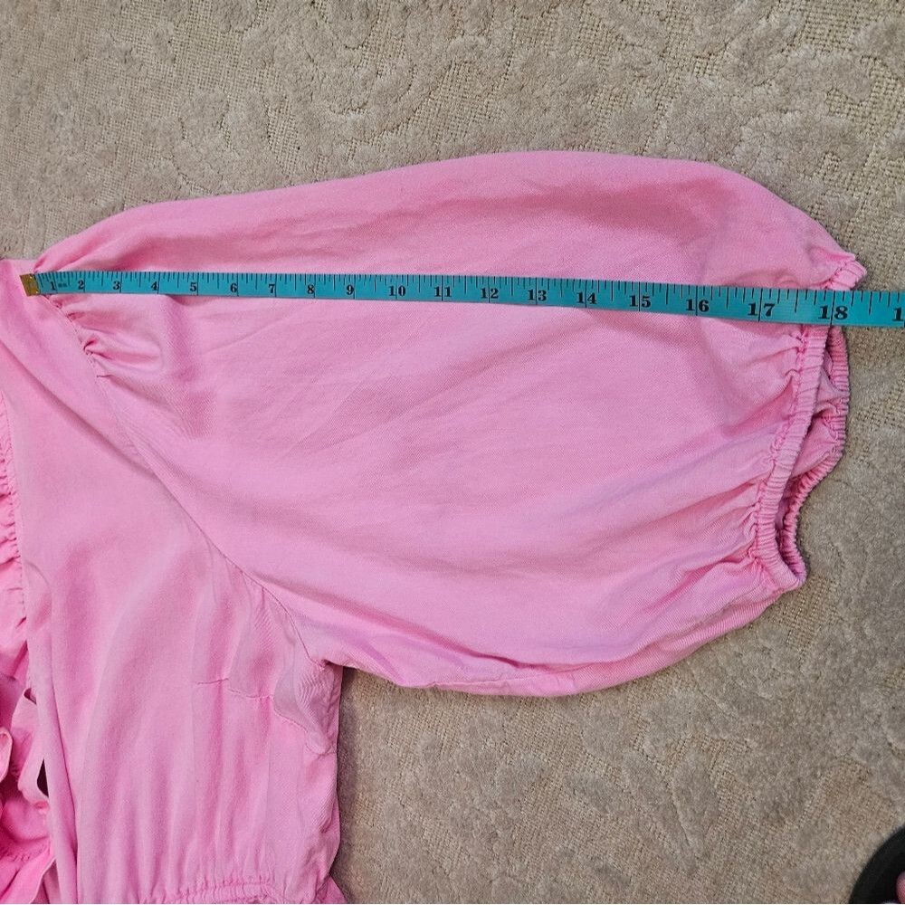 Crown & Ivy Top Women Sz 3X Pink Ruffle V-neck Pullover 100%Tencel Lyocell - Picture 7 of 10